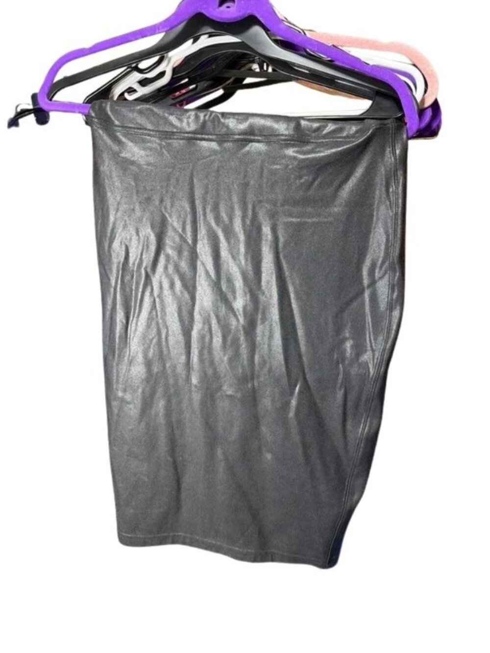 Spanx Faux Leather Wiggle Pencil Skirt Black Women's Size Large US 12-14 NWOT